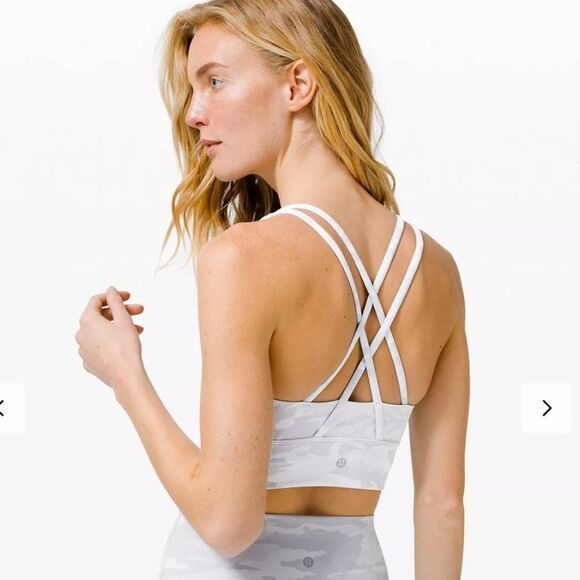 LULULEMON Energy Bra Longline ribbed Incog Camo Jacquard Alpine White Star6 NWT - Picture 2 of 5